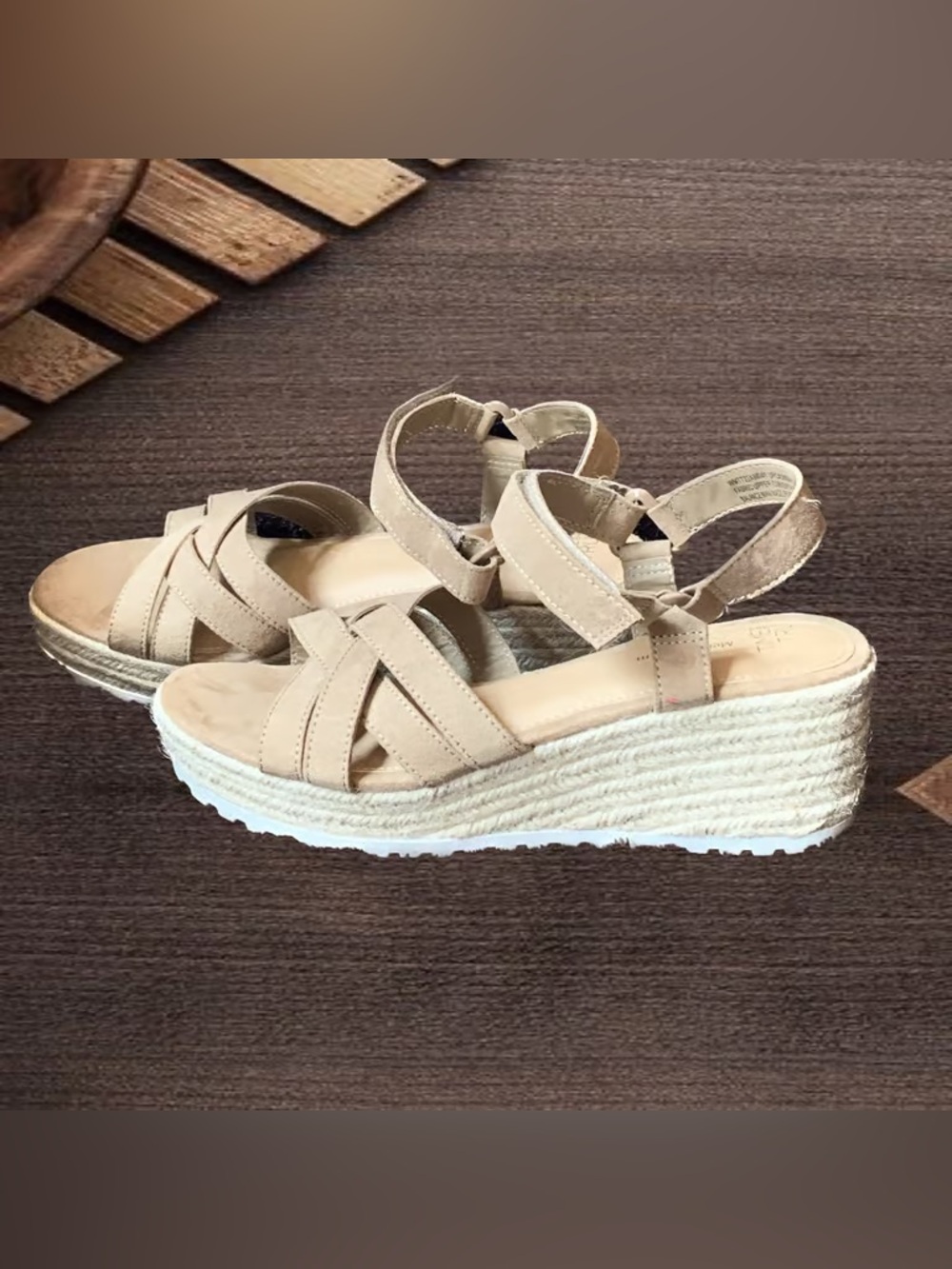 Time and Tru Tan Espadrille Wedge Sandals